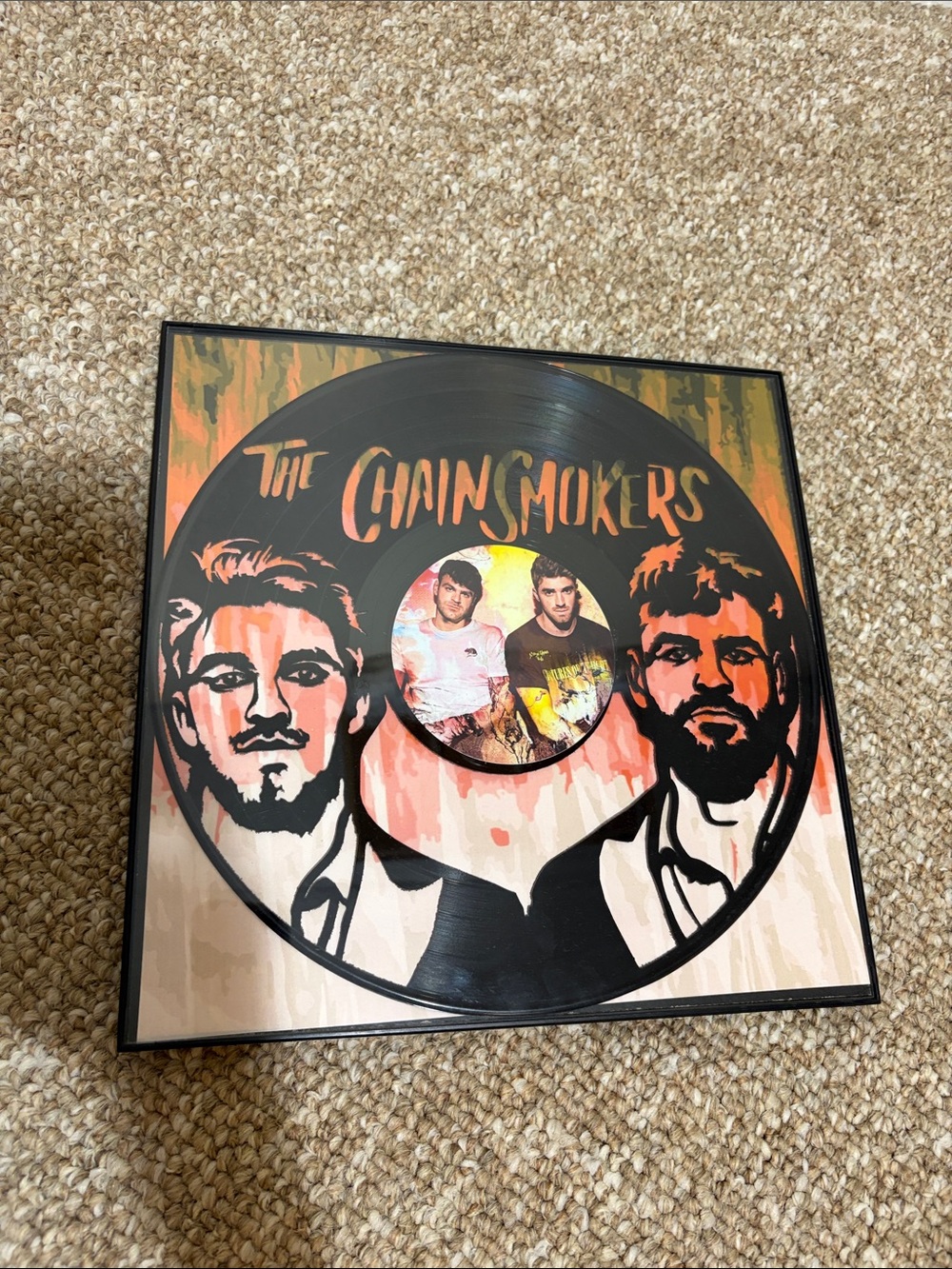 Chainsmokers Framed Vinyl Art - Black & Orange Wall Decor
